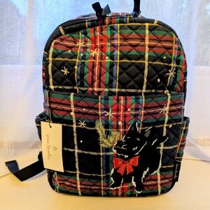 Vera Bradley Multicolor Plaid Backpack with Scottie Dog Design